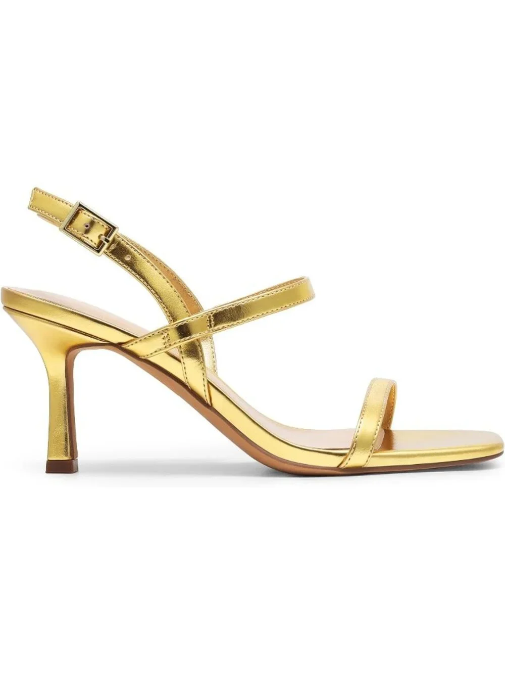 Dream Pairs Women's Gold Pu Square Open Toe Slingback Heels Ankle Strappy Sandal